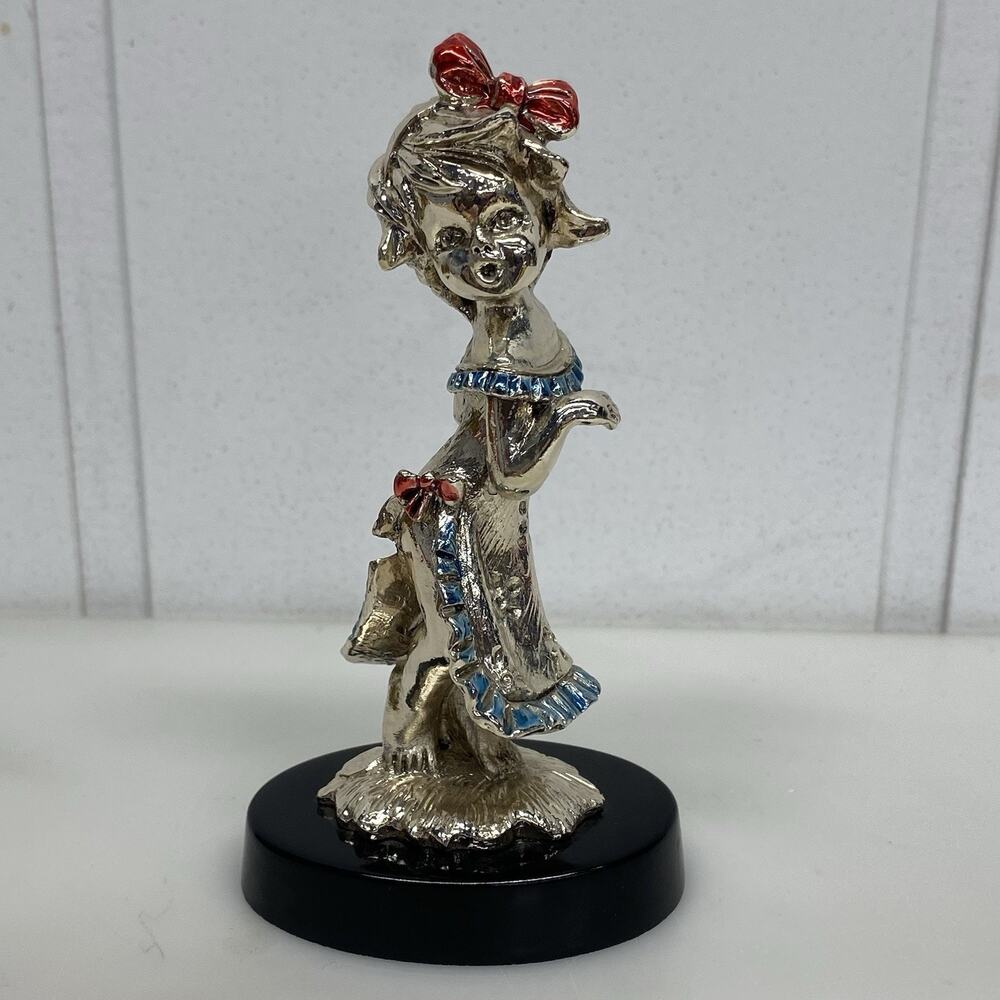 ARGENTO Ranieri Made In Italy Little Girl Figurine Silver Tone Vintage - READ